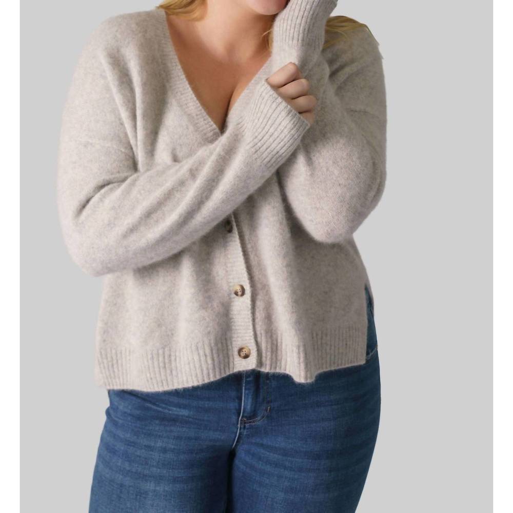 NEW ESTHEME side slit grandpa cardigan - plus in light grey